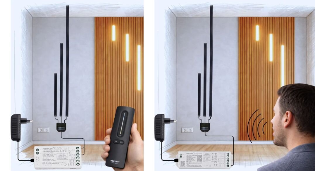 Steuerung der LED Beleuchtung per Fernbedienung oder Sprachsteuerung