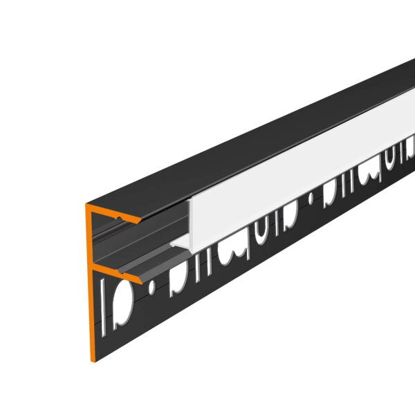 LED Fliesenprofil MOLA gestanzt schwarz 200 cm milchig