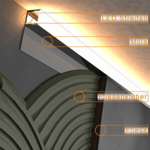 LED Fliesenprofil MOLA ungestanzt weiss 49.5 cm milchig