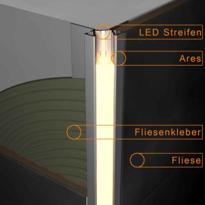ARES weiss  200 cm  Abdeckung schwarz