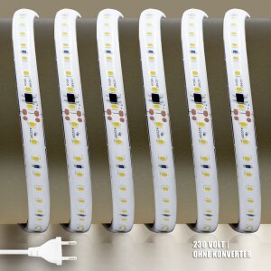 LED Streifen | High Voltage | 230V | 8 Watt | 110 LED/m | 800 Lumen/M | IP67 |  neutralweiss | 1m | Netzstecker ca. 25 cm