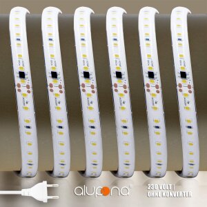 LED Streifen | High Voltage | 230V | 8 Watt | 110 LED/m | 800 Lumen/M | IP67 |  neutralweiss | 1m | Netzstecker ca. 25 cm