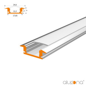 APTA 200 cm weiss milchig click mit Endkappen + 2 Stück Halter