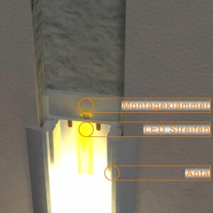 APTA 200 cm weiss milchig click mit Endkappen + 2 Stück Halter