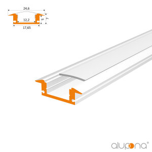 APTA 200 cm weiss milchig click mit Endkappen + 2 Stück Halter