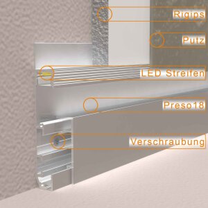 PRESO18 200 cm milchig click ohne Endkappen