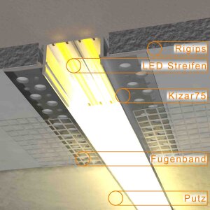Trockenbauprofil KIZAR75 200 cm Abdeckung milchig