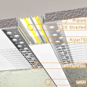 Trockenbauprofil KIZAR75 200 cm Abdeckung milchig