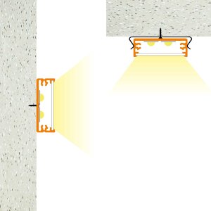 LED Aluprofil WIDE 200 cm eloxiert Abdeckung milchig slide mit Endkappen + 2 Stück Halter