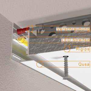 LED Aluprofil QUSA 200 cm eloxiert Abdeckung  milchig