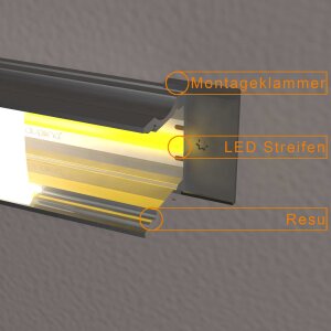 LED Aluprofil RESU 200 cm eloxiert milchig click