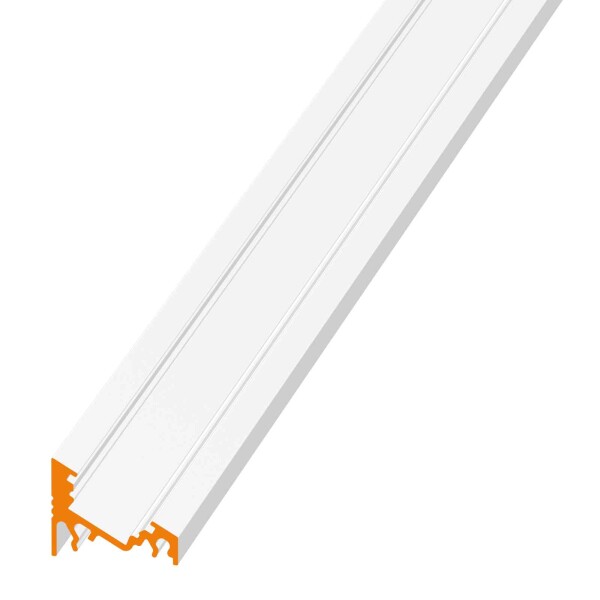 LED Aluprofil CORNER 49.5 weiss satiniert slide mit Endkappen + 4 Stück Halter