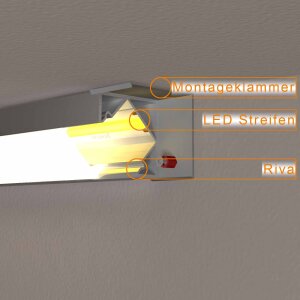 LED Aluprofil RIVA 49.5 cm eloxiert keine ohne Endkappen keine