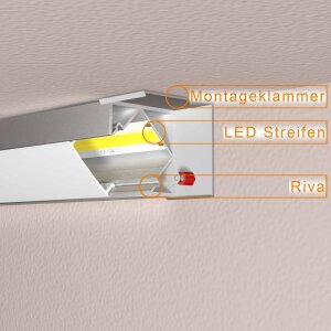 LED Aluprofil RIVA 49.5 cm eloxiert keine ohne Endkappen keine