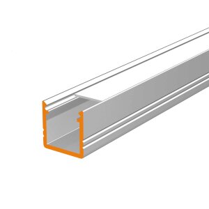 LED Aluprofil SMART 200 cm eloxiert milchig slide mit Endkapppen + 4 Stück Halter