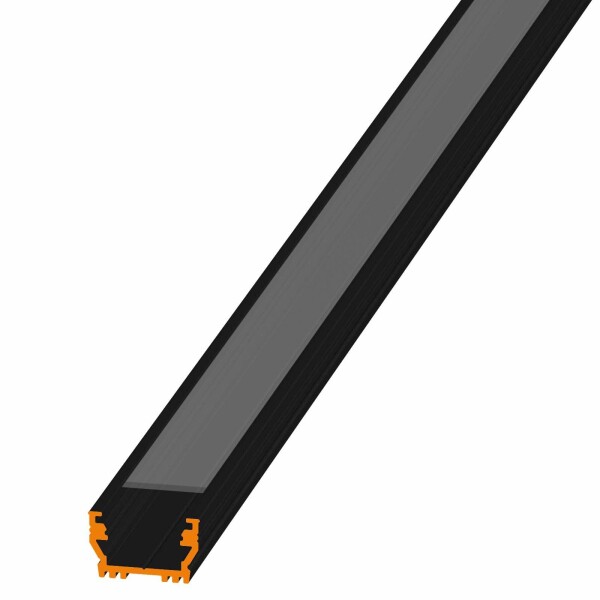 LED Aluprofil UNI schwarz 49.5 cm transparent slide + 4 Stück Halter