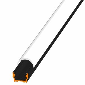 LED Aluprofil UNI schwarz 100 cm milchig rund click mit Endkappen + 4 Stück Halter