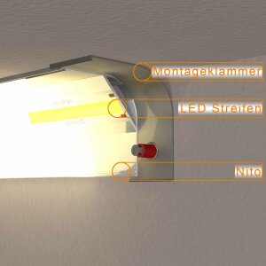 LED Aluprofil NITO 200 cm weiss milchig click ohne Endkappen 4 Stück