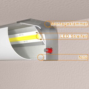 LED Aluprofil NITO 200 cm weiss milchig click ohne Endkappen 4 Stück