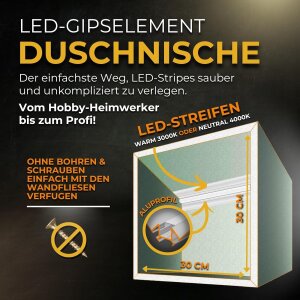 Duschnische 30x30cm mit Beleuchtung 112,5 mm warmweiss 3000K