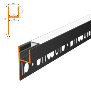 MOLA-UP schwarz gestanzt 200 cm, Abdeckung milch