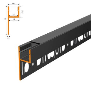 MOLA-UP schwarz gestanzt 200 cm, Abdeckung schwarz