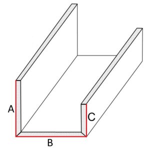 Gipskarton-Formteil U 1 GKB Standard verklebt Länge A + B + C ab 0 bis 199 mm