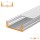 LED Aluprofil WIDE 49.5 cm eloxiert Abdeckung milchig mit Endkappen + 2 Stück Halter