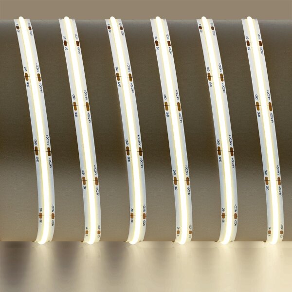 LED Streifen | COB | 15 Watt | 24 Volt | 528 LED/M |1420 Lumen/M | IP20 | Warmweiss | 4m | Anschlusskabel ca. 100 cm