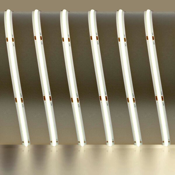 LED Streifen | COB | 12 Volt | 8 Watt | 336 LED/M | 750 Lumen/M | IP20 | warmweiss | 1m | Anschlusskabel ca. 15 cm