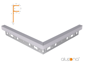 90° Außenecke MOLA eloxiert  + Abdeckung milchig