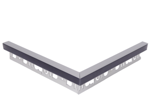 90° Außenecke MOLA eloxiert  + Abdeckung schwarz