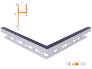 90° Außenecke MOLA-UP eloxiert + Abdeckung schwarz