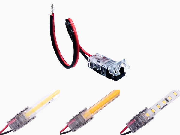 COB und SMD LED Schnellverbinder 8 mm Anschluss + Kabel IP20 wiederverwendbar