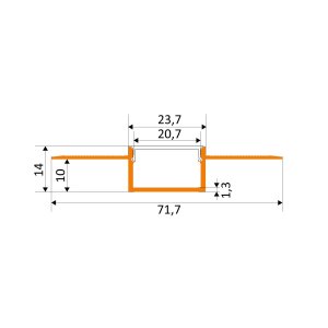 LED Aluminium Trockenbauprofil KIZAR20 | Unterputzprofil für Gipsplatten 1 Meter-ohne Abdeckung