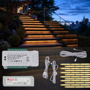 LED Treppenbeleuchtung | Steuerung und LED Streifen  12 Stufen-134,5 cm-neutralweiß-IP65