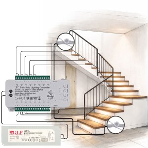 LED Treppenbeleuchtung | Steuerung und LED Streifen  12 Stufen-134,5 cm-neutralweiß-IP65