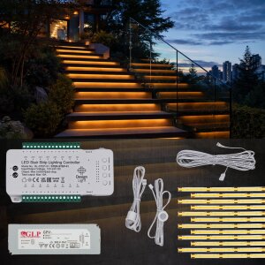 LED Treppenbeleuchtung | Steuerung und LED Streifen  12 Stufen-150 cm-warmweiß-IP65