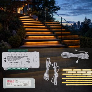 LED Treppenbeleuchtung | Steuerung und LED Streifen  8 Stufen-150 cm-warmweiß-IP65