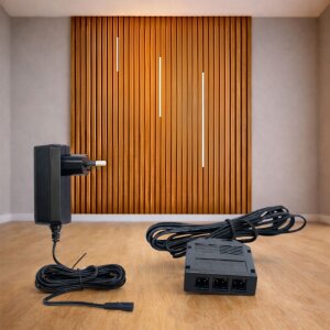 Lichtleiste für Akustikpaneele Warmweiß 3er Set-am Lichtschalter-Steckernetzteil