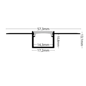 Aluminium LED Profil BENDO für Trockenbau, biegbares Einbauprofil mit seitlichen Lochungen für Kurven und Rundungen