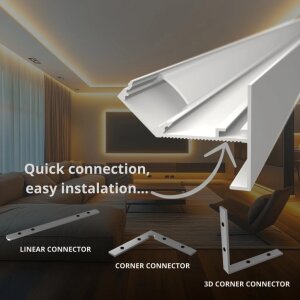 Aluminium LED Profil BENDO für Trockenbau, biegbares Einbauprofil mit seitlichen Lochungen für Kurven und Rundungen