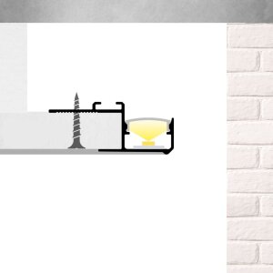 Montageskizze LED-Lichtprofil NIVA im Trockenbau – Aluminiumprofil mit LED-Streifen für indirekte Wandbeleuchtung