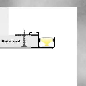 Montageskizze LED-Lichtprofil NIVA im Trockenbau – Aluminiumprofil mit LED-Streifen für indirekte Wandbeleuchtung