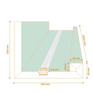 Lichtvoute MIMI 2 m GKB Grau Standard 200cm