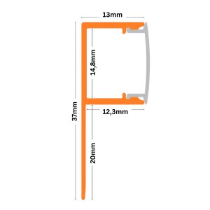 LED Fliesenabschlussprofil MOLA15 gestanzt-200 cm-milchig