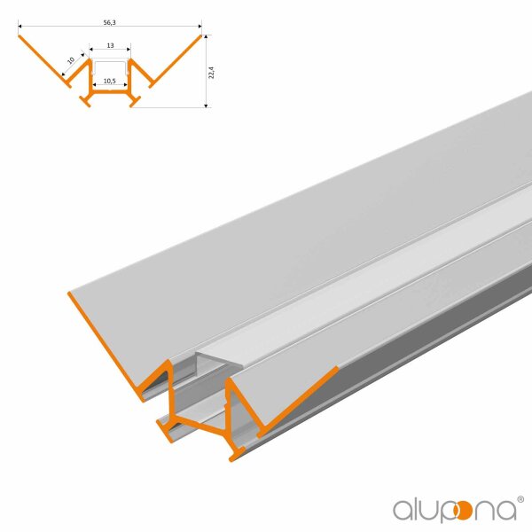 TARA LED Aluprofil eloxiert 200cm ohne Abdeckung