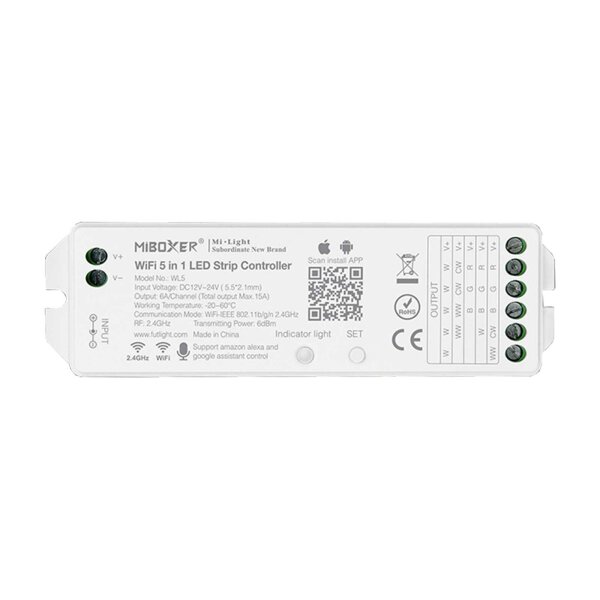 5-in-1 LED Streifen Controller Alexa Google WiFi RF 2,4GHz, 15A WL-5