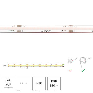 LED Streifen | COB-RGB  | 12 Watt | 24 Volt | IP20 | IP20