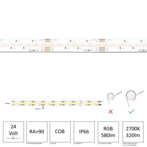 LED Streifen | COB-RGBW  | 20 Watt | 24 Volt | 840 LED/M | IP66